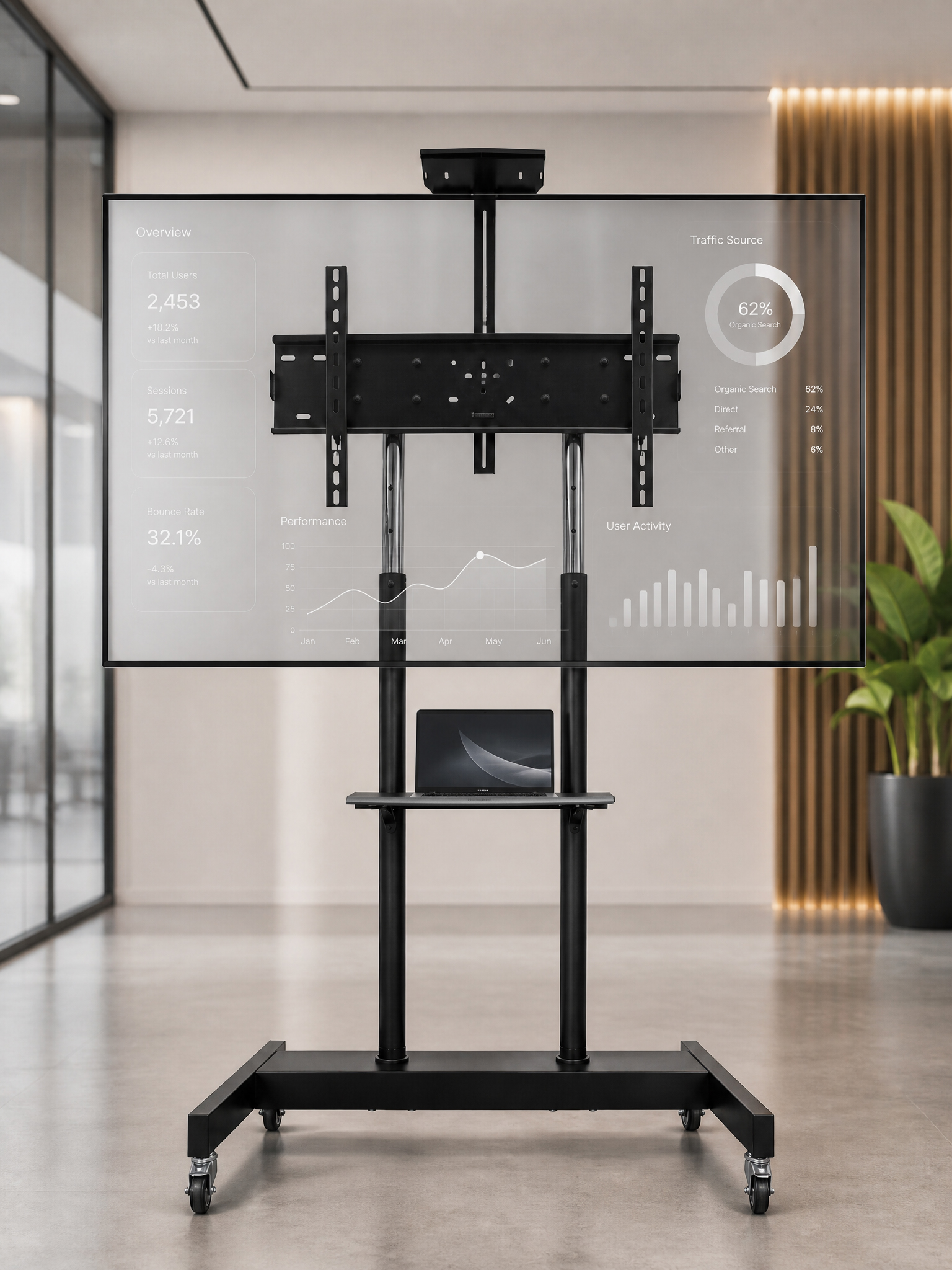 Мобильная стойка Electriclight для телевизора и интерактивной панели